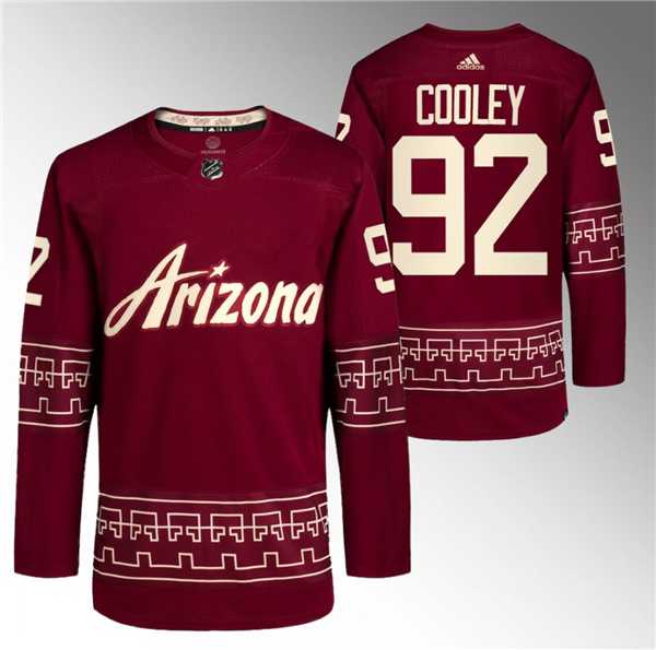 Men%27s Arizona Coyotes #92 Logan Cooley Garnet Alternate Pro Jersey Dzhi
